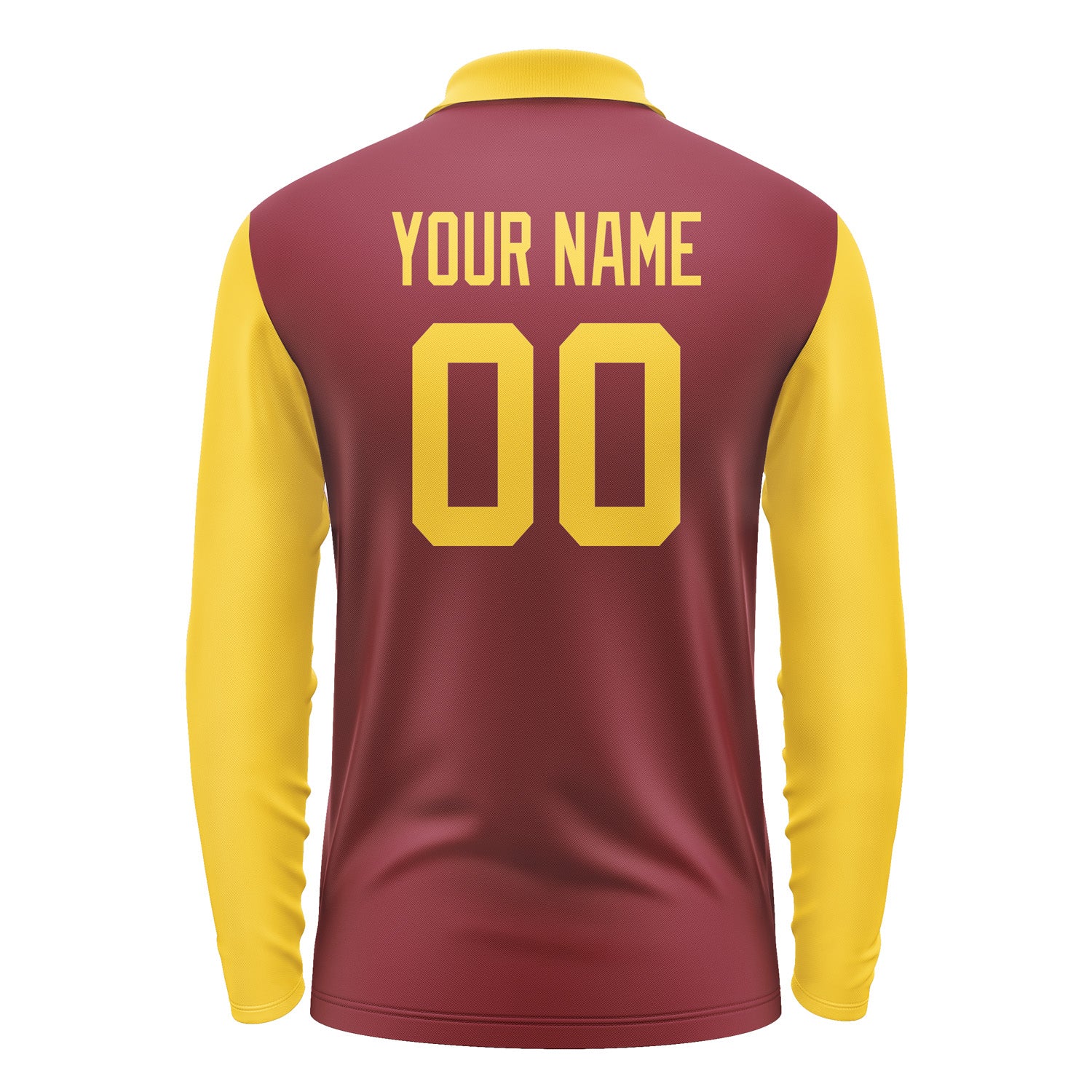 Custom Crimson Red Gold Long Sleeve Polo Shirt Pl153030B130