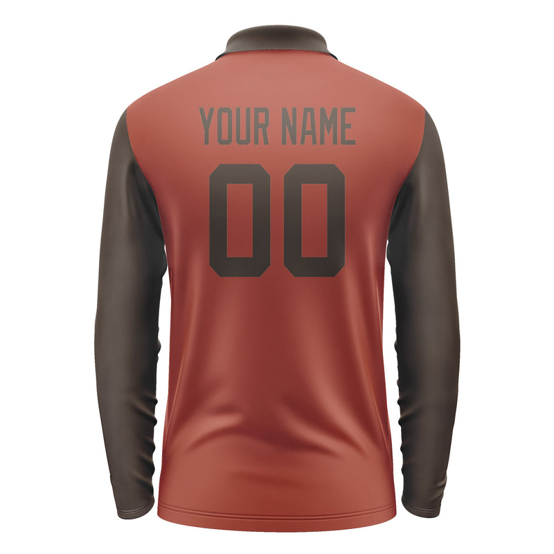 Custom Coral Red Brown Long Sleeve Polo Shirt Pl160101B101