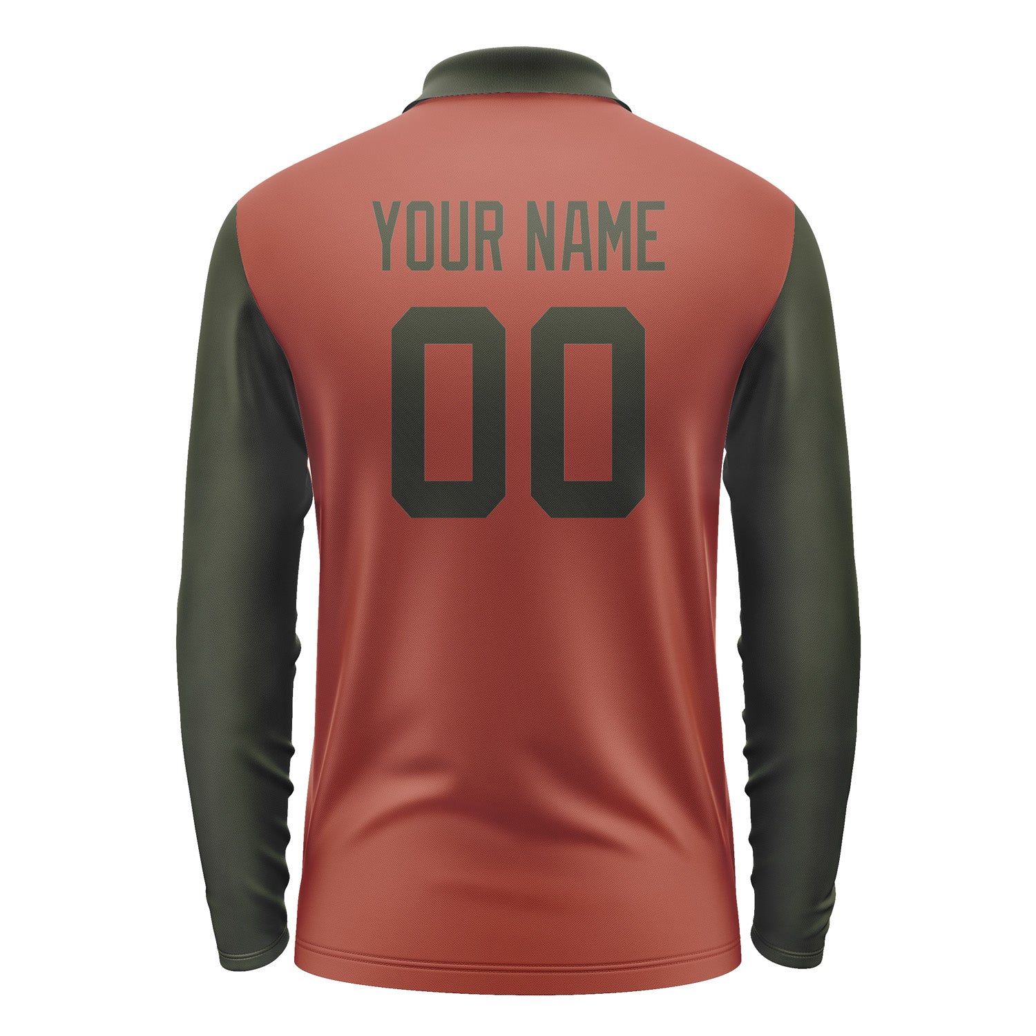 Custom Coral Red Olive Long Sleeve Polo Shirt Pl160202B102