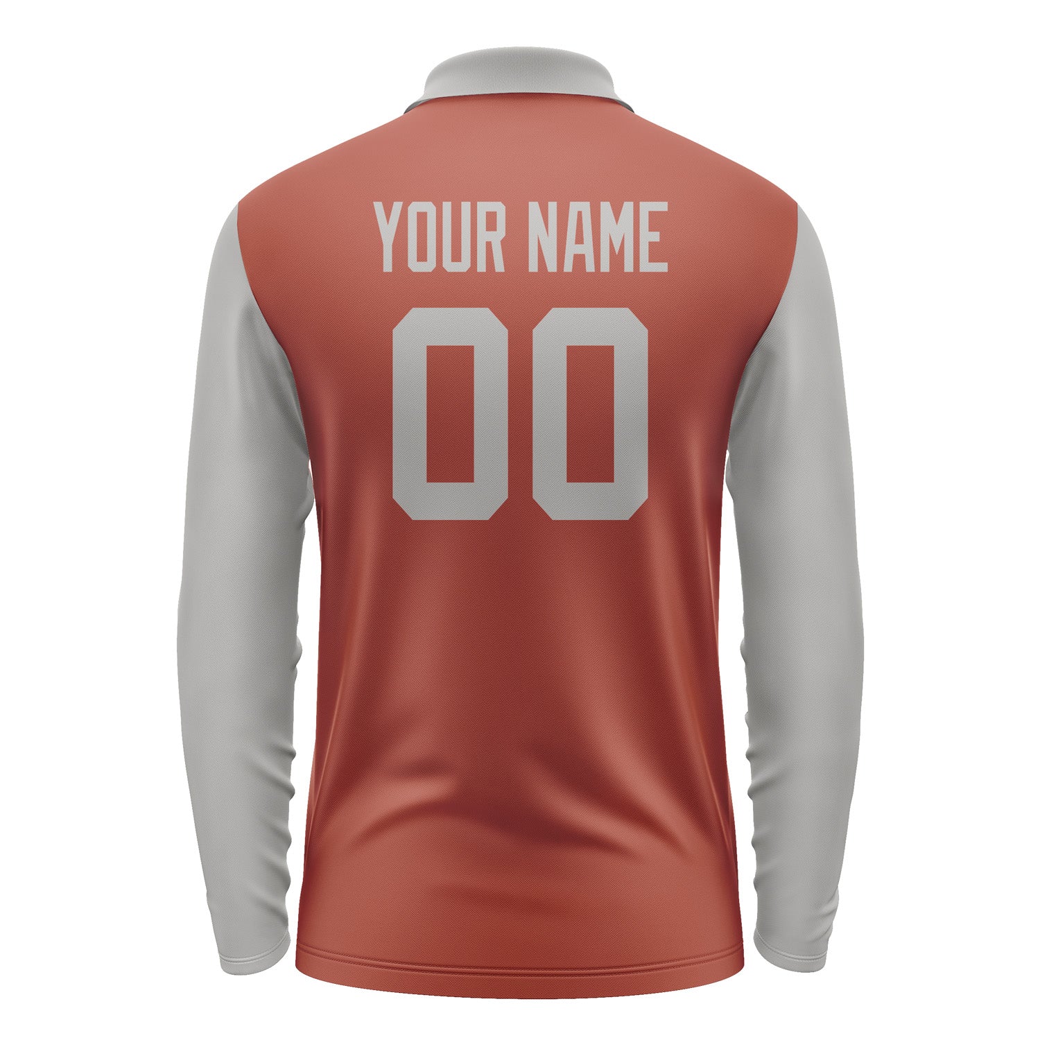 Custom Coral Red Gray Long Sleeve Polo Shirt Pl160404B104
