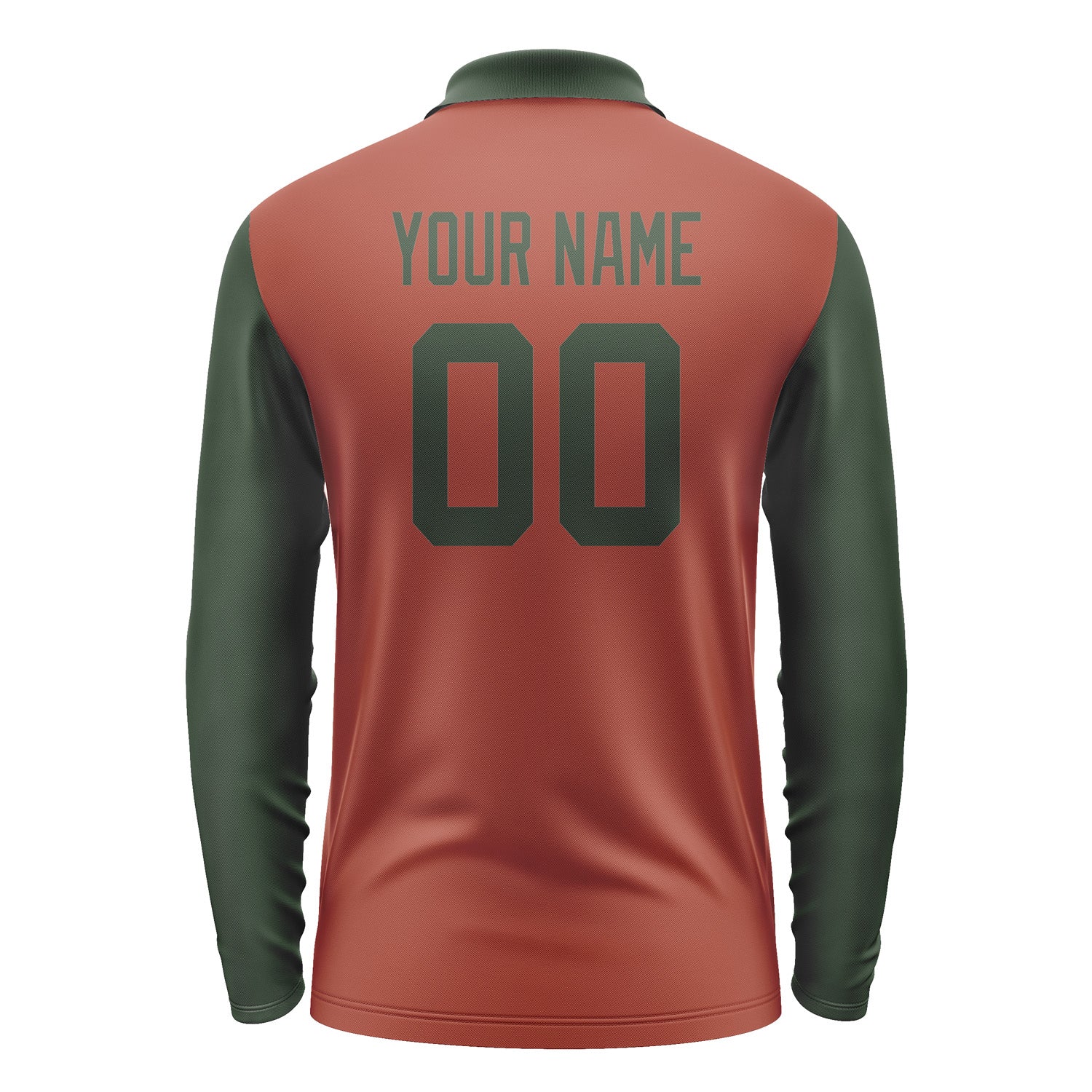 Custom Coral Red Dark Green Long Sleeve Polo Shirt Pl160606B106