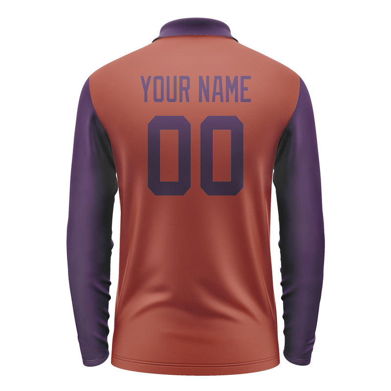 Custom Coral Red Purple Long Sleeve Polo Shirt Pl160707B107