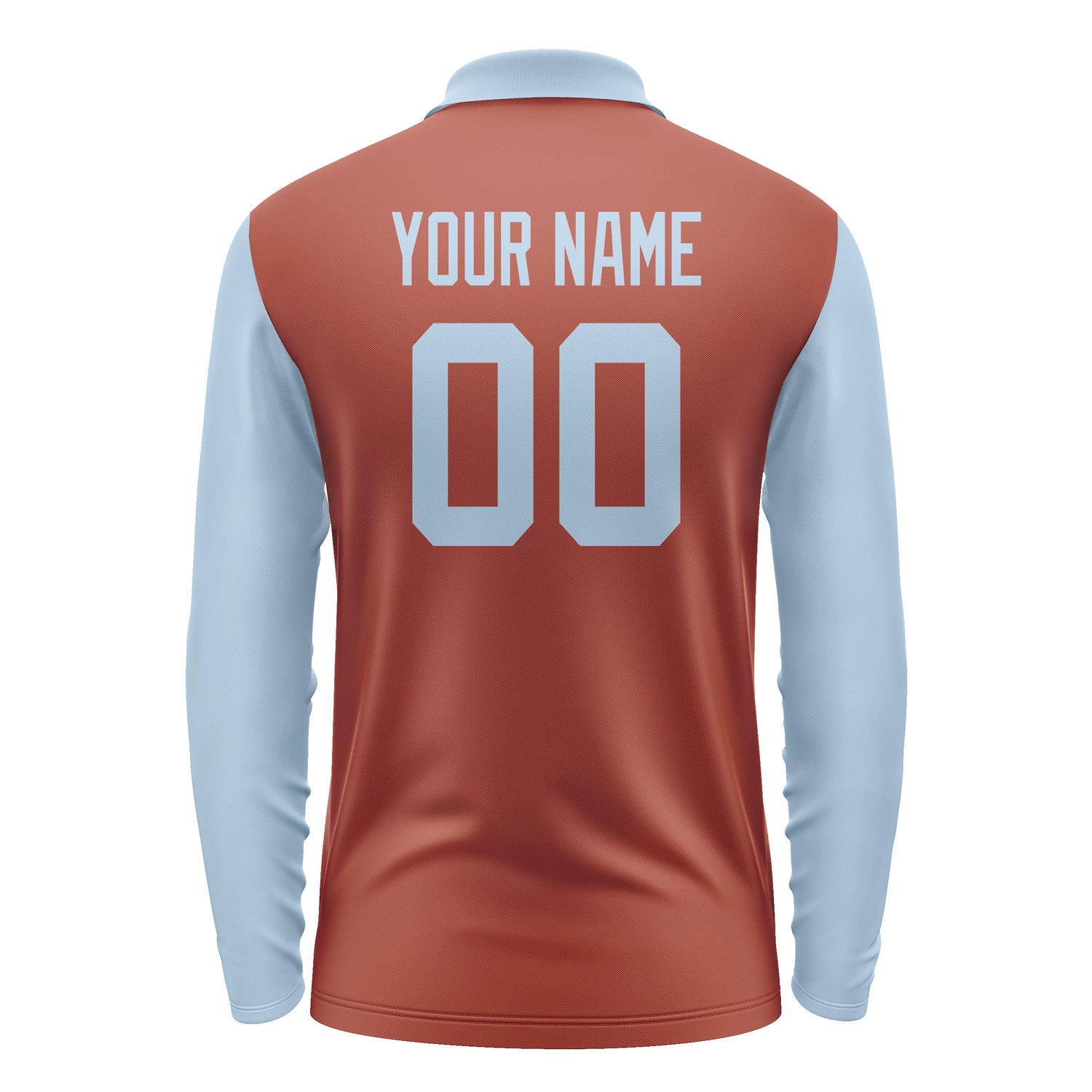 Custom Coral Red Light Blue Long Sleeve Polo Shirt Pl160808B108