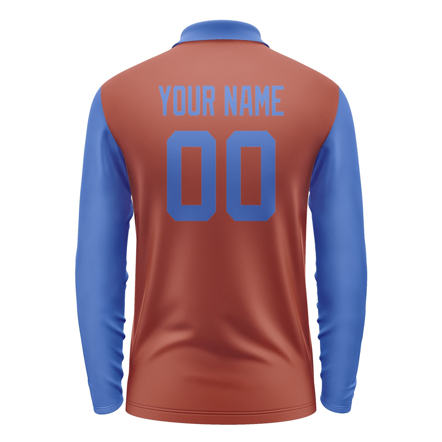 Custom Coral Red Sky Blue Long Sleeve Polo Shirt Pl160909B109