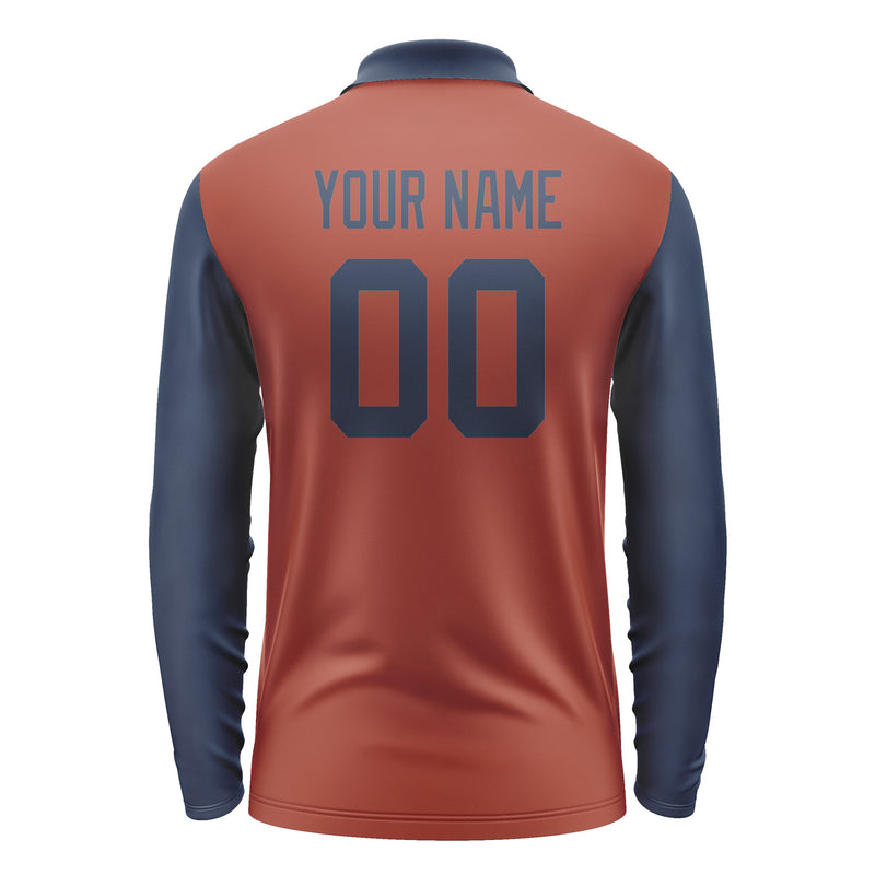 Custom Coral Red Blue Long Sleeve Polo Shirt Pl161010B110