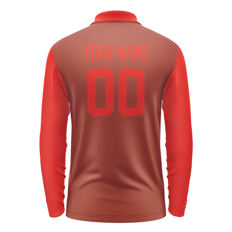 Custom Coral Red Orange Red Long Sleeve Polo Shirt Pl161212B112
