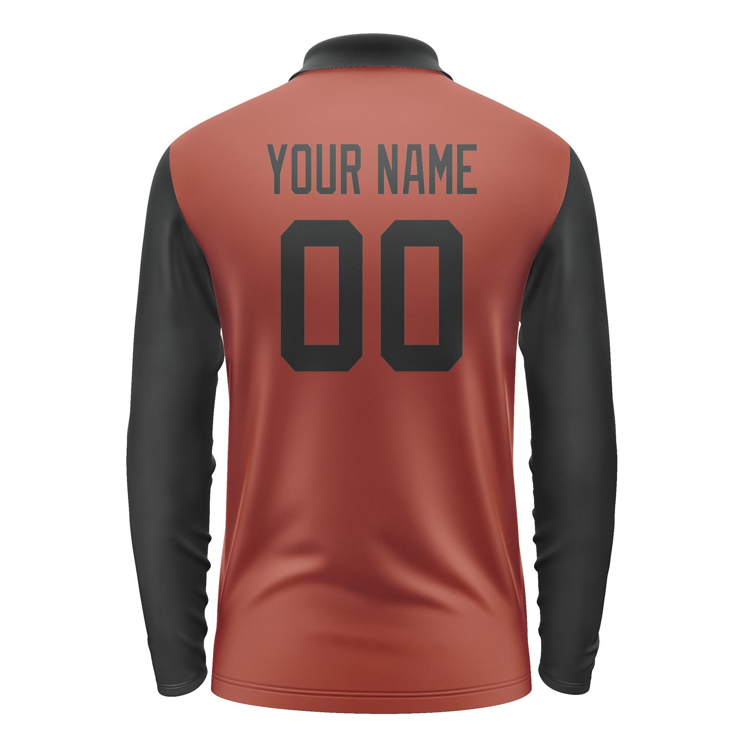 Custom Coral Red Black Long Sleeve Polo Shirt Pl161717B117