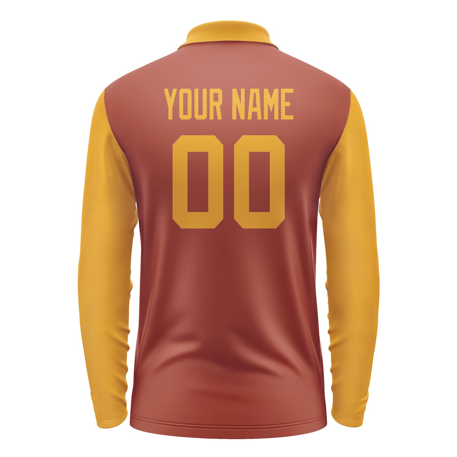 Custom Coral Red Yellow Long Sleeve Polo Shirt Pl161919B119