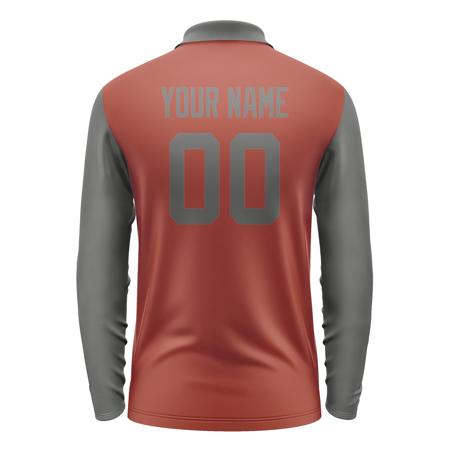 Custom Coral Red Dark Grey Long Sleeve Polo Shirt Pl162020B120