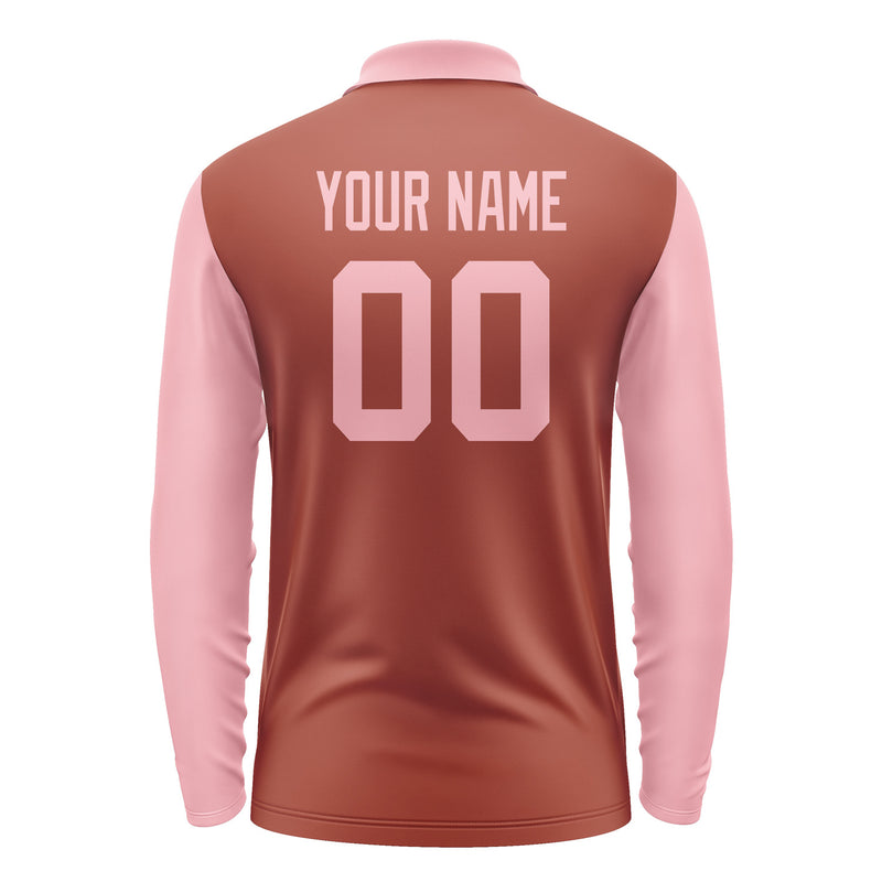 Custom Coral Red Light Pink Long Sleeve Polo Shirt Pl162121B121