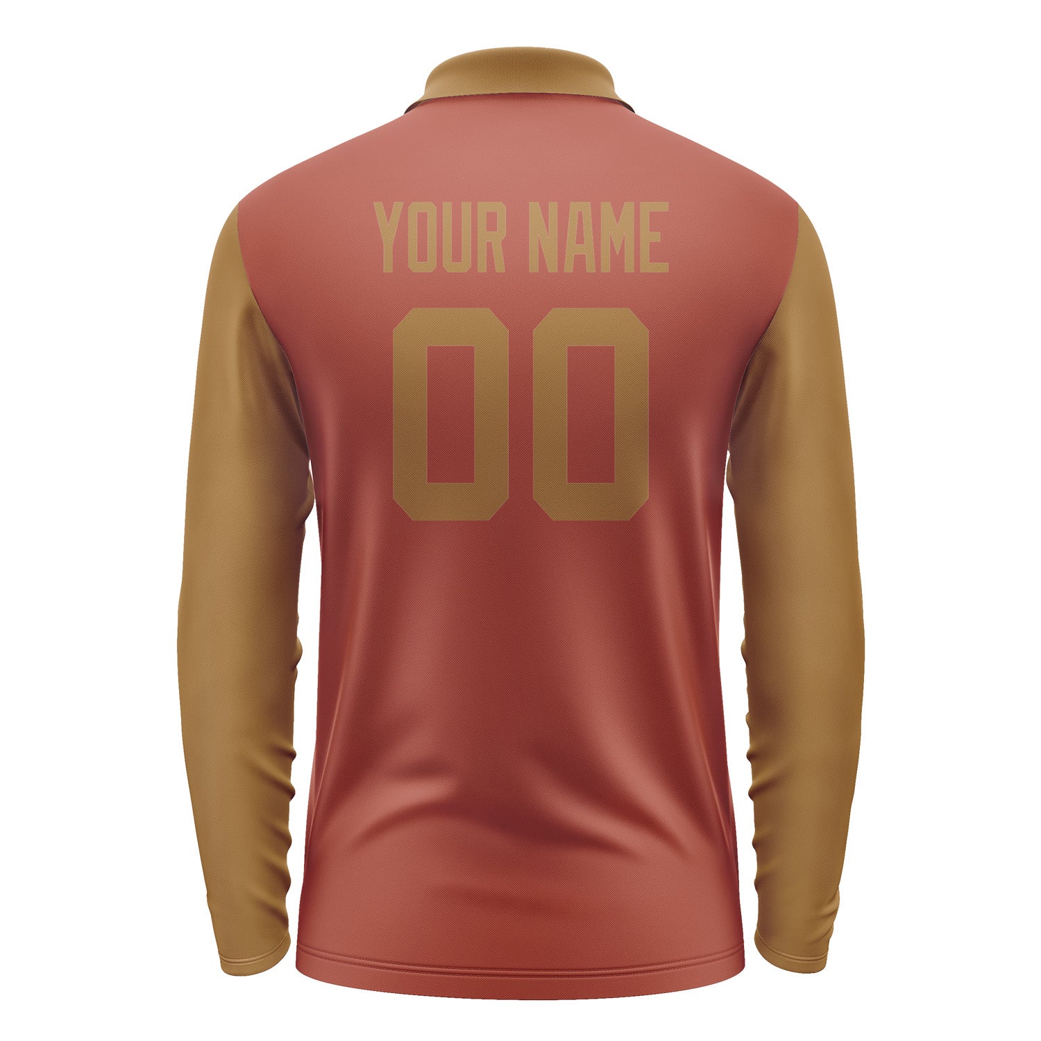 Custom Coral Red Khaki Long Sleeve Polo Shirt Pl162222B122