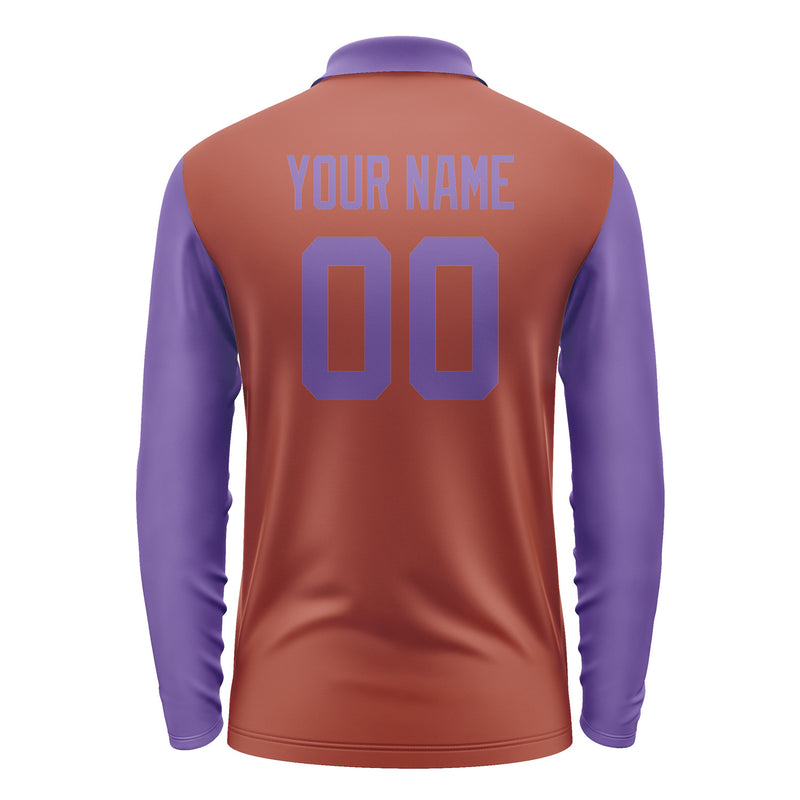 Custom Coral Red Light Purple Long Sleeve Polo Shirt Pl162323B123