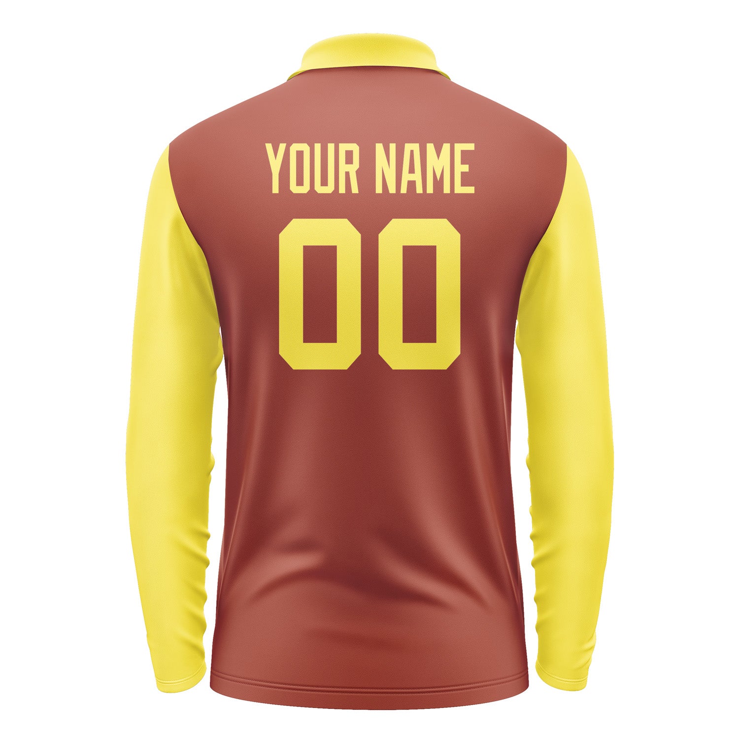 Custom Coral Red Light Yellow Long Sleeve Polo Shirt Pl162626B126