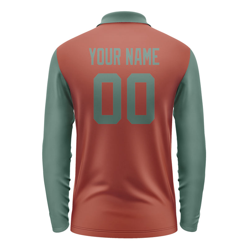Custom Coral Red Blue Green Long Sleeve Polo Shirt Pl162727B127