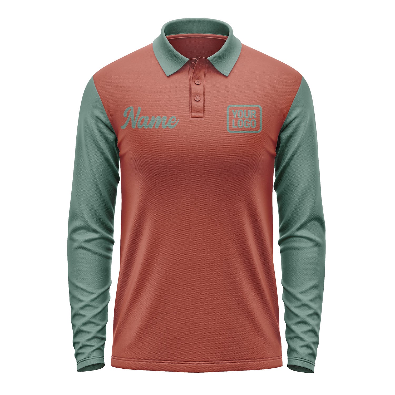 Custom Coral Red Blue Green Long Sleeve Polo Shirt Pl162727B127