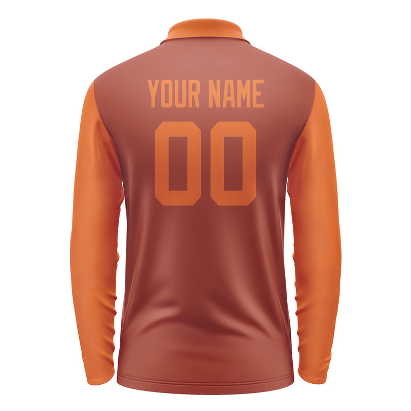 Custom Coral Red Orange Long Sleeve Polo Shirt Pl162828B128