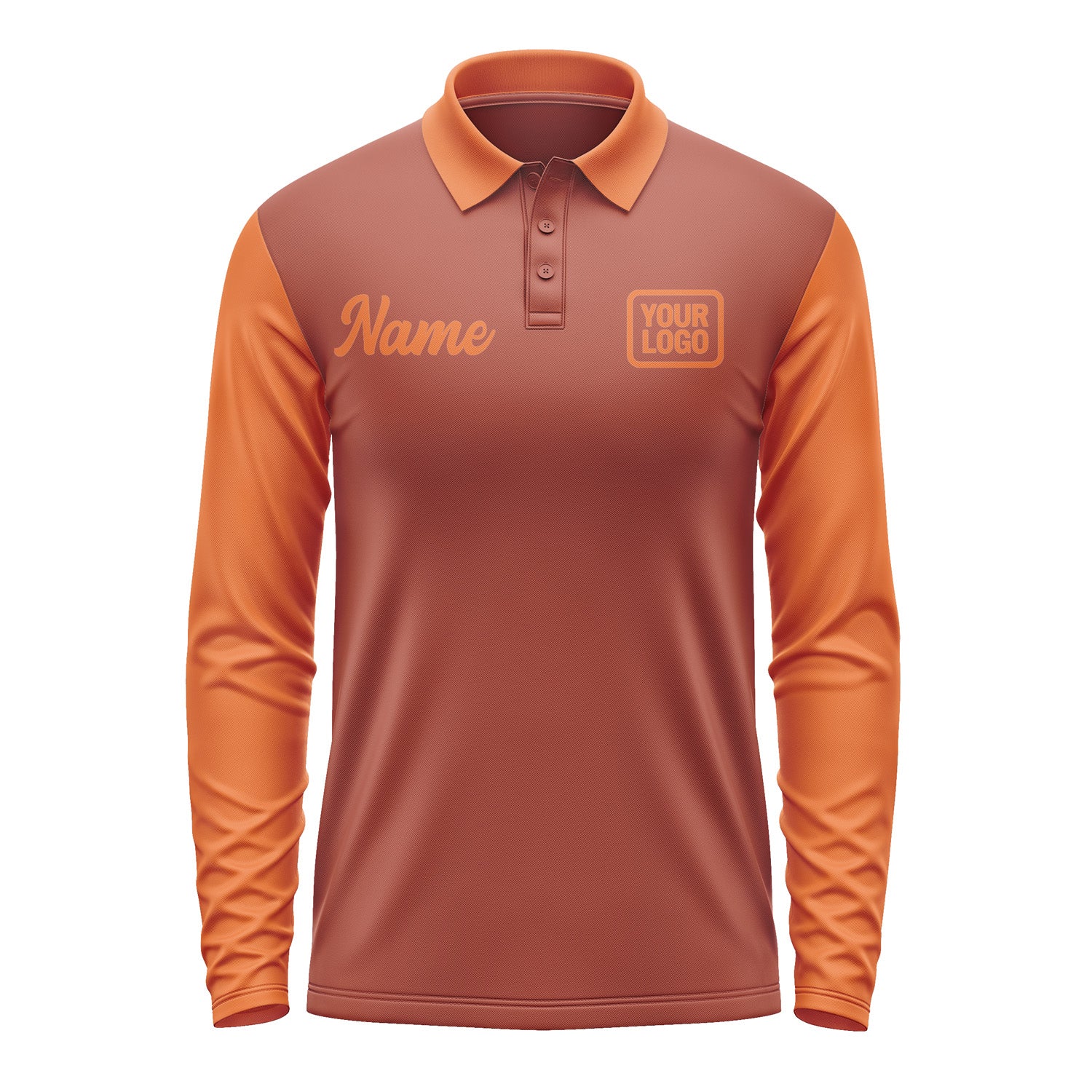 Custom Coral Red Orange Long Sleeve Polo Shirt Pl162828B128