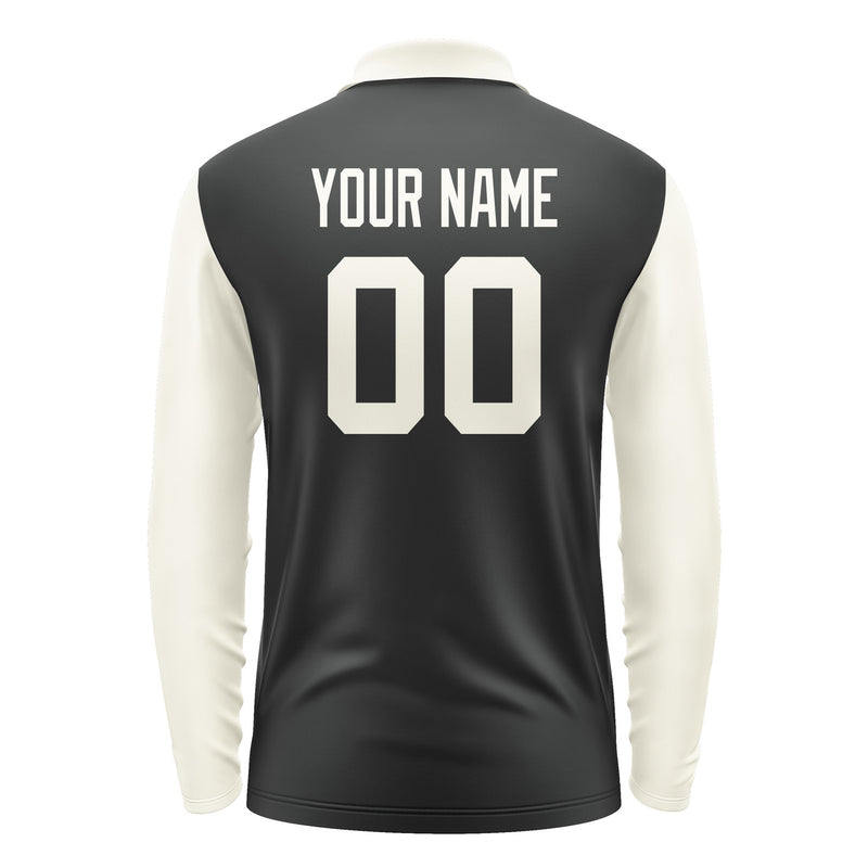 Custom Black Cream Long Sleeve Polo Shirt Pl170303B103