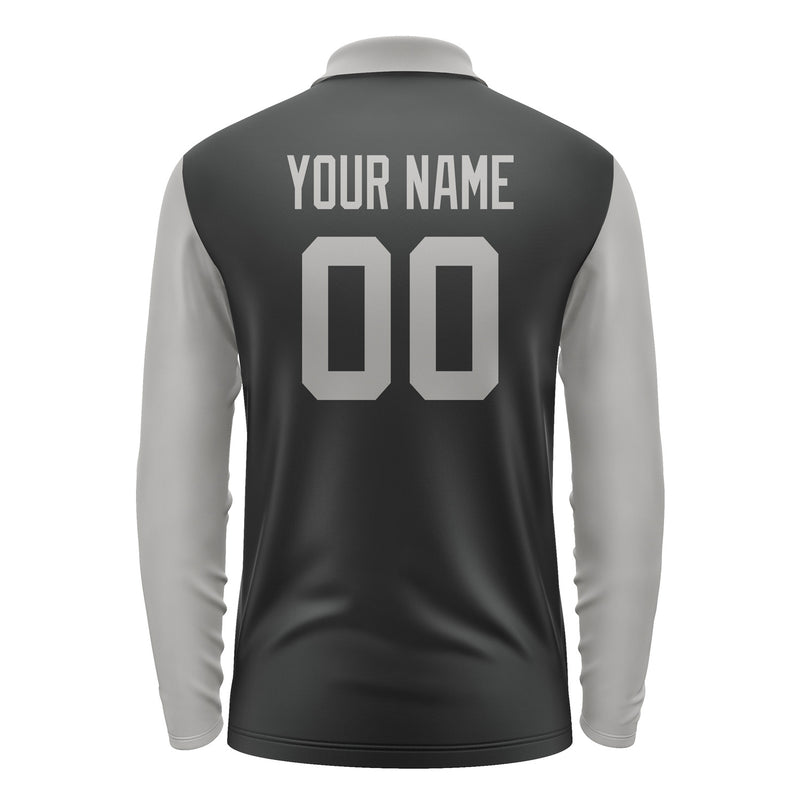 Custom Black Gray Long Sleeve Polo Shirt Pl170404B104
