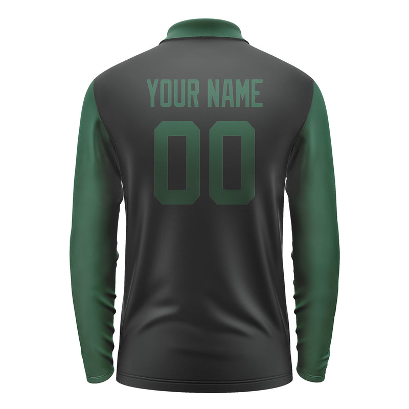 Custom Black Green Long Sleeve Polo Shirt Pl170505B105