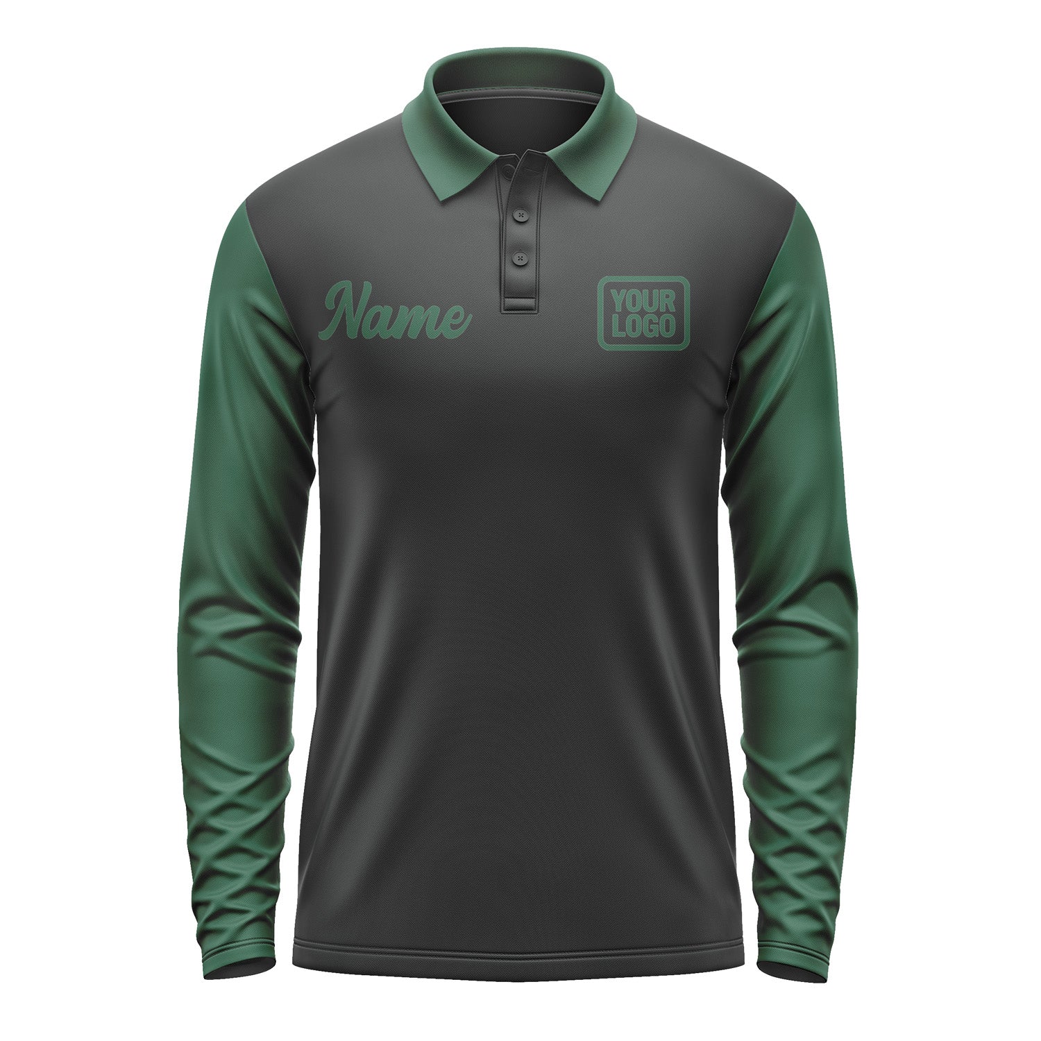 Custom Black Green Long Sleeve Polo Shirt Pl170505B105