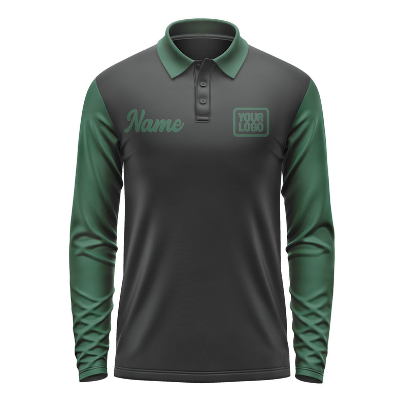 Custom Black Green Long Sleeve Polo Shirt Pl170505B105