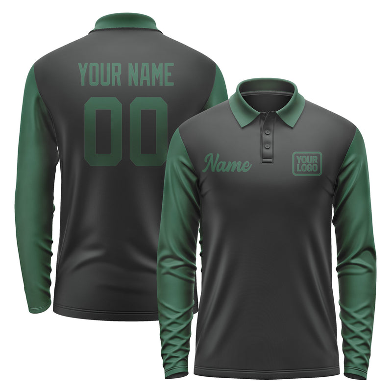Custom Black Green Long Sleeve Polo Shirt Pl170505B105