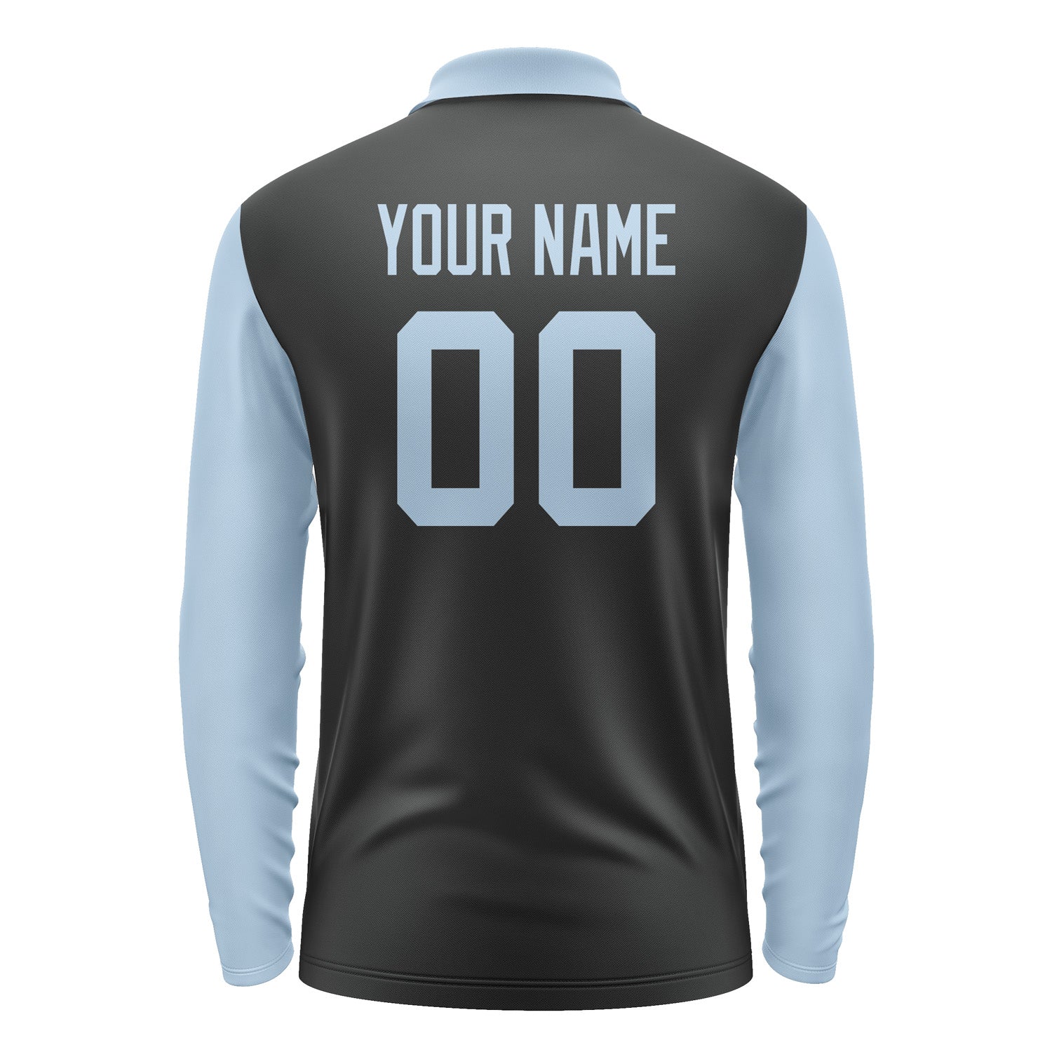 Custom Black Light Blue Long Sleeve Polo Shirt Pl170808B108