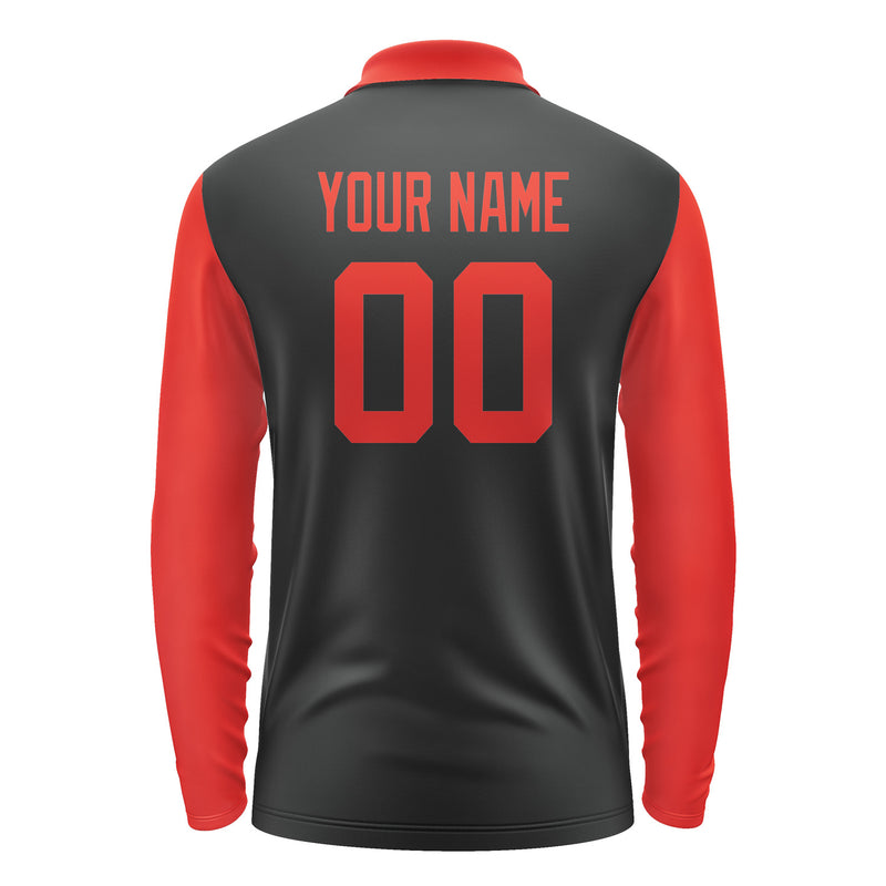 Custom Black Orange Red Long Sleeve Polo Shirt Pl171212B112