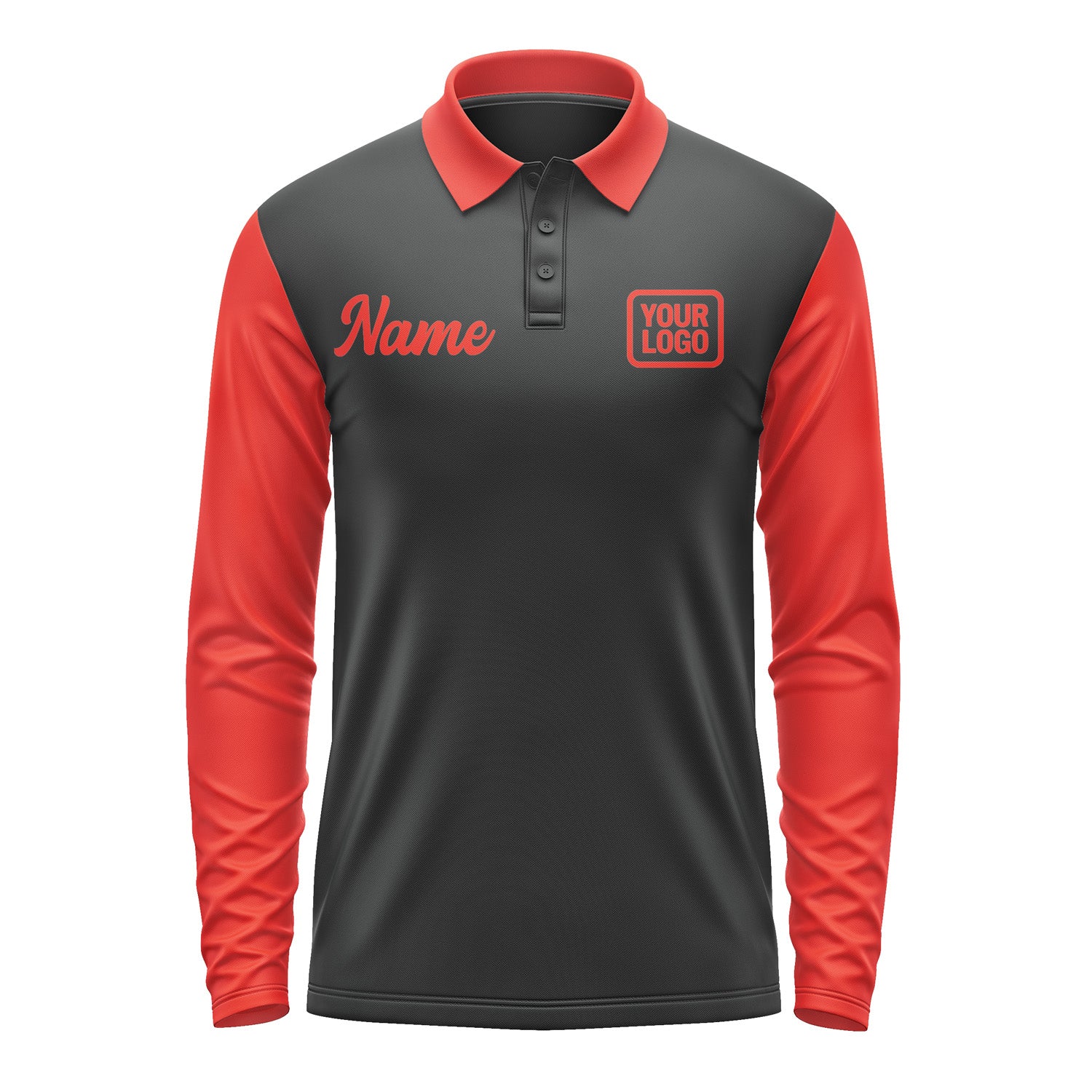Custom Black Orange Red Long Sleeve Polo Shirt Pl171212B112