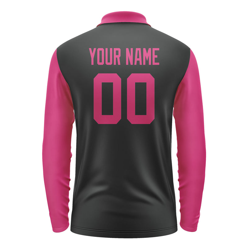 Custom Black Pink Long Sleeve Polo Shirt Pl171313B113