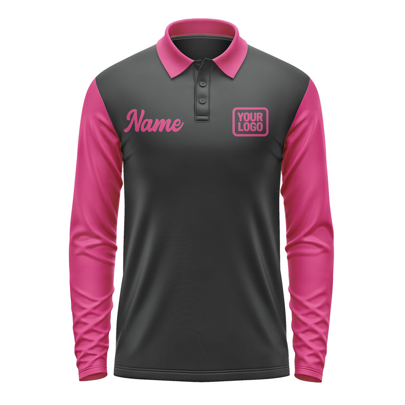 Custom Black Pink Long Sleeve Polo Shirt Pl171313B113