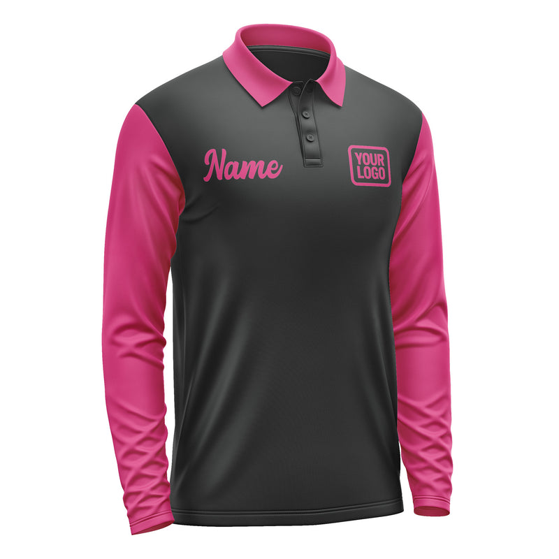 Custom Black Pink Long Sleeve Polo Shirt Pl171313B113