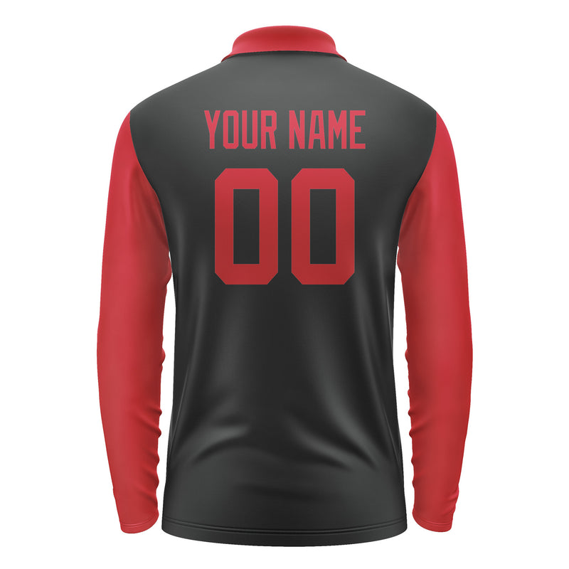 Custom Black Red Long Sleeve Polo Shirt Pl171414B114