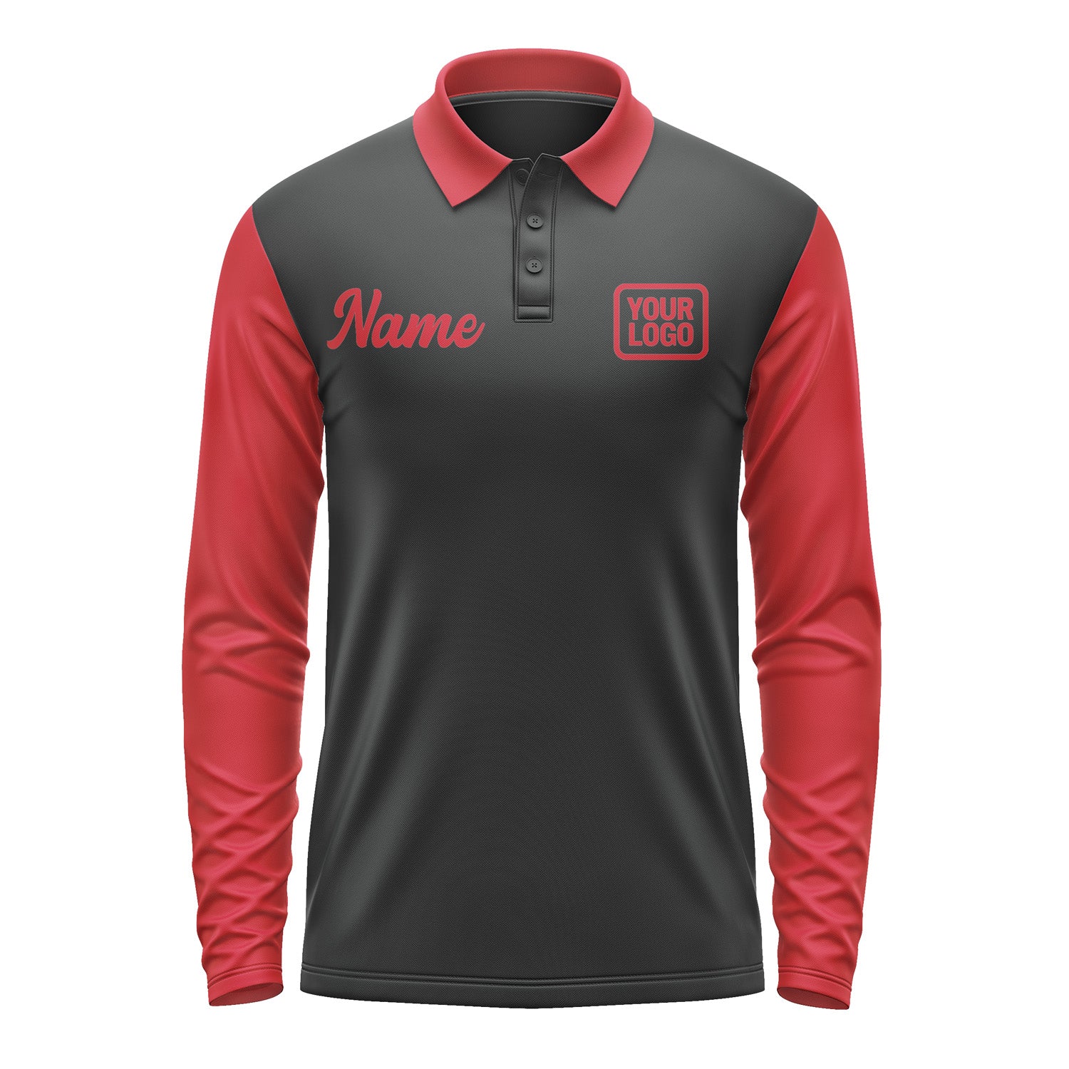Custom Black Red Long Sleeve Polo Shirt Pl171414B114