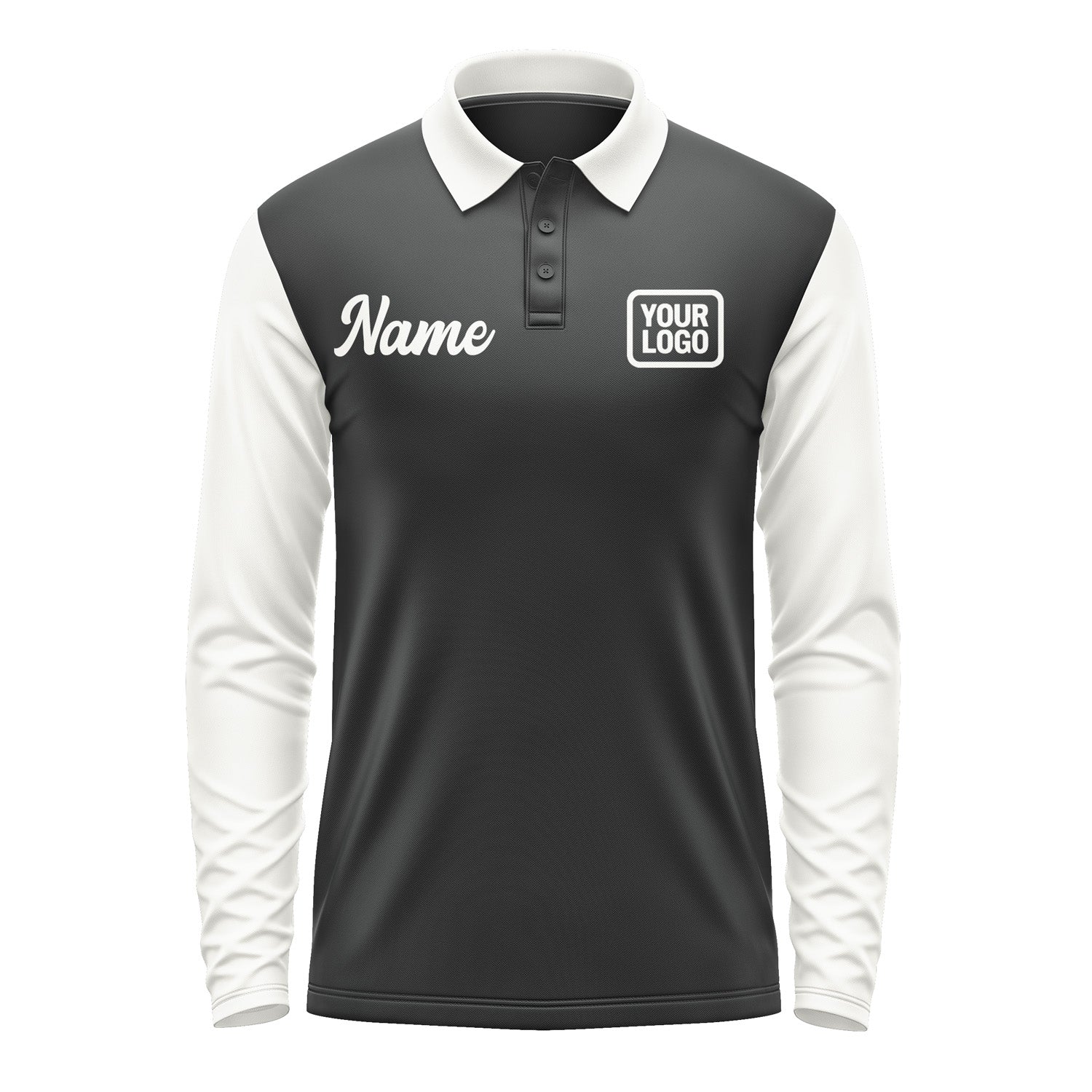 Custom Black White Long Sleeve Polo Shirt Pl171818B118