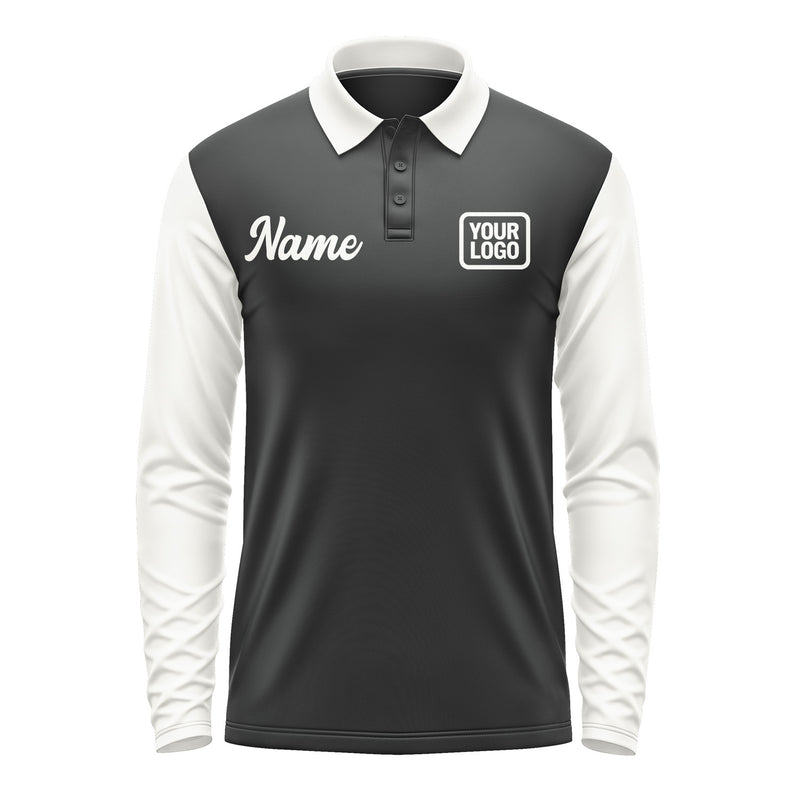 Custom Black White Long Sleeve Polo Shirt Pl171818B118