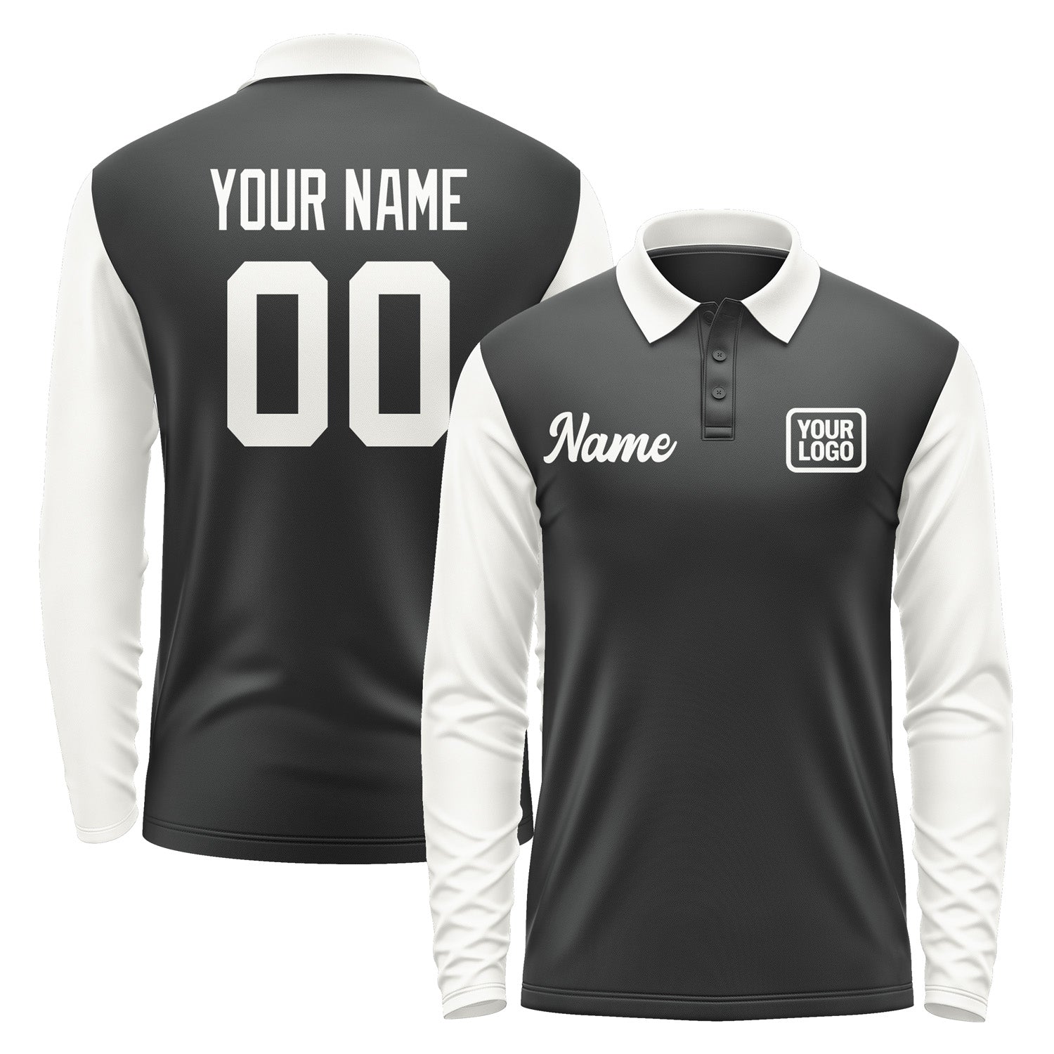 Custom Black White Long Sleeve Polo Shirt Pl171818B118