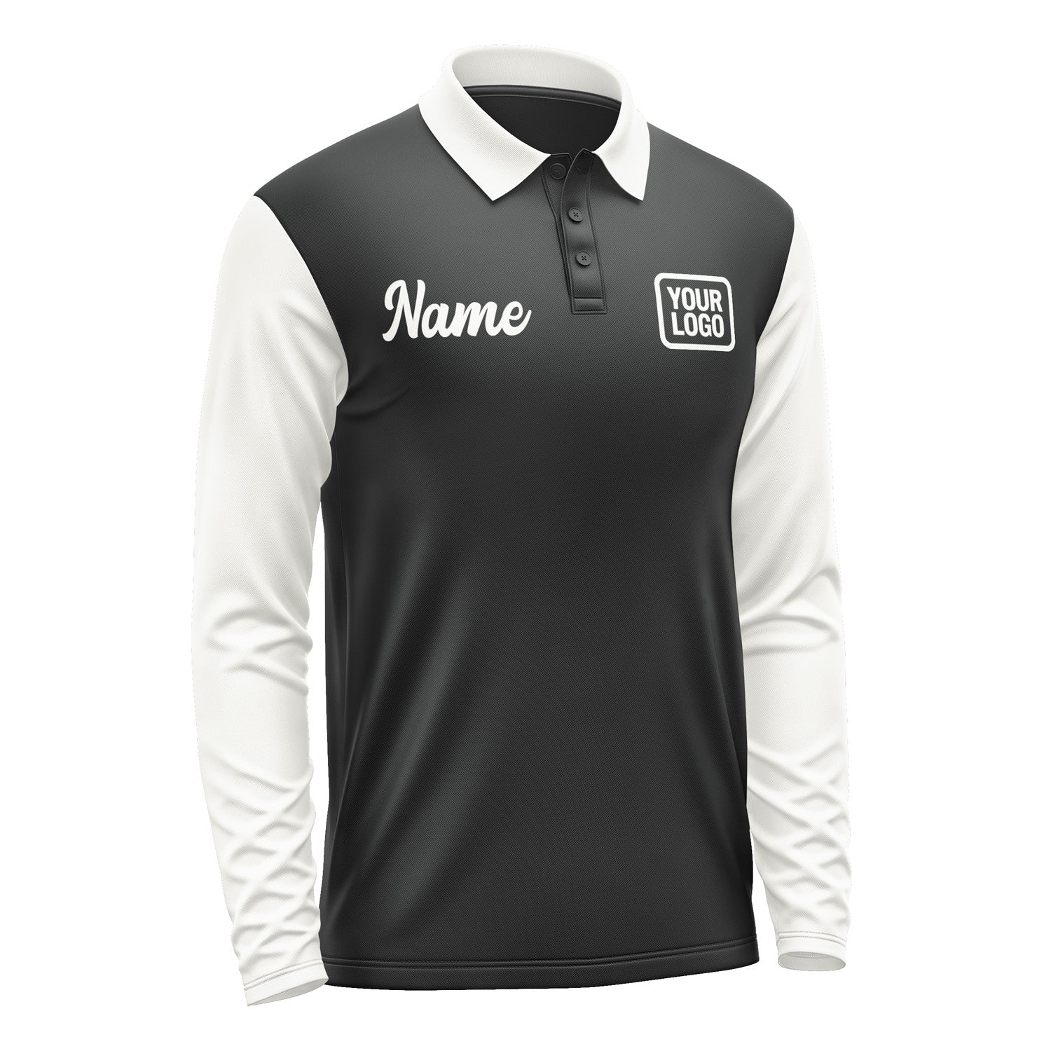 Custom Black White Long Sleeve Polo Shirt Pl171818B118