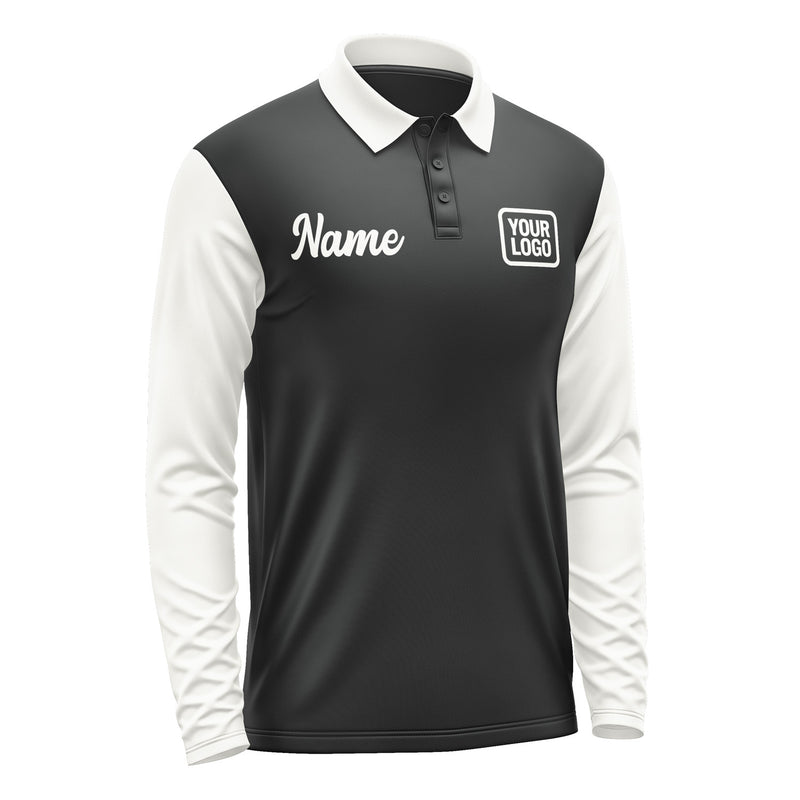 Custom Black White Long Sleeve Polo Shirt Pl171818B118