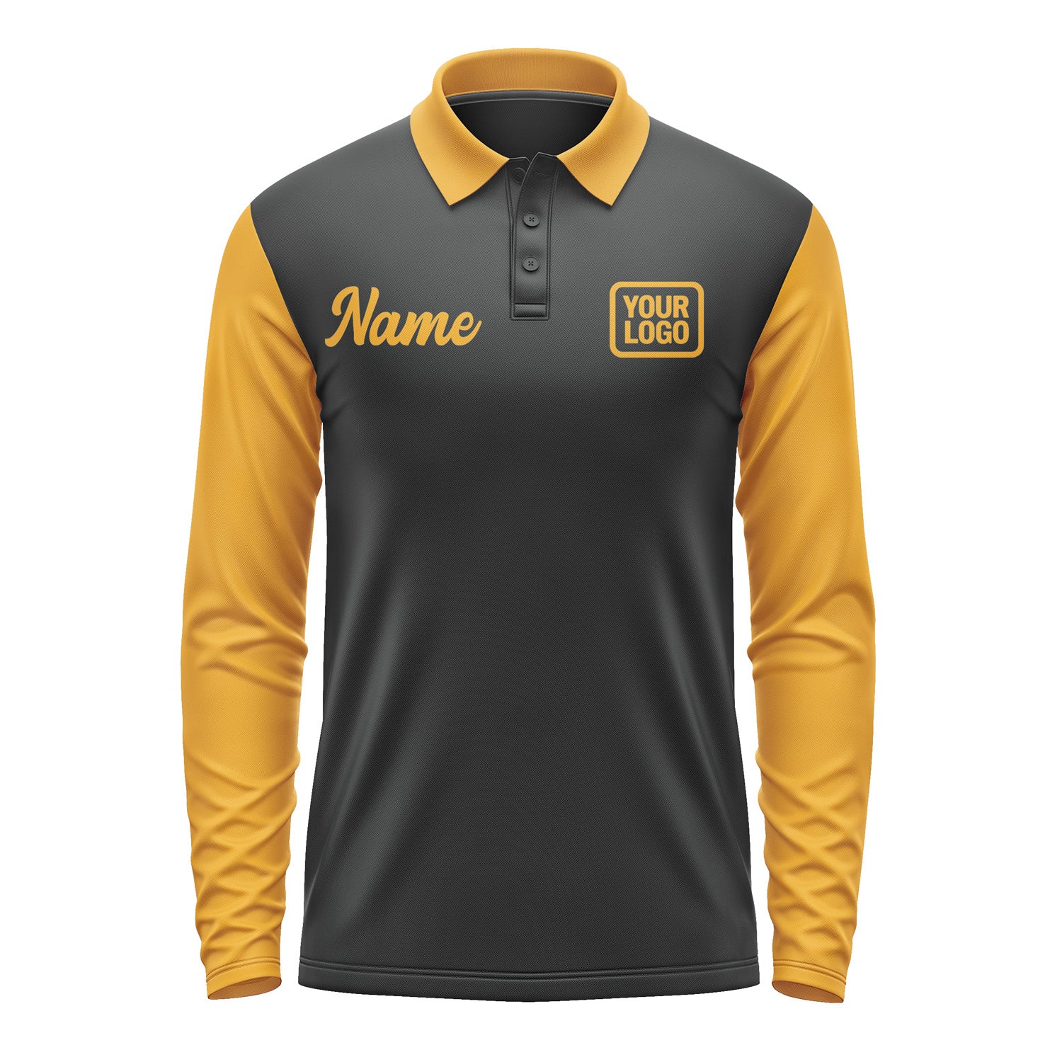Custom Black Yellow Long Sleeve Polo Shirt Pl171919B119