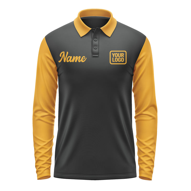 Custom Black Yellow Long Sleeve Polo Shirt Pl171919B119