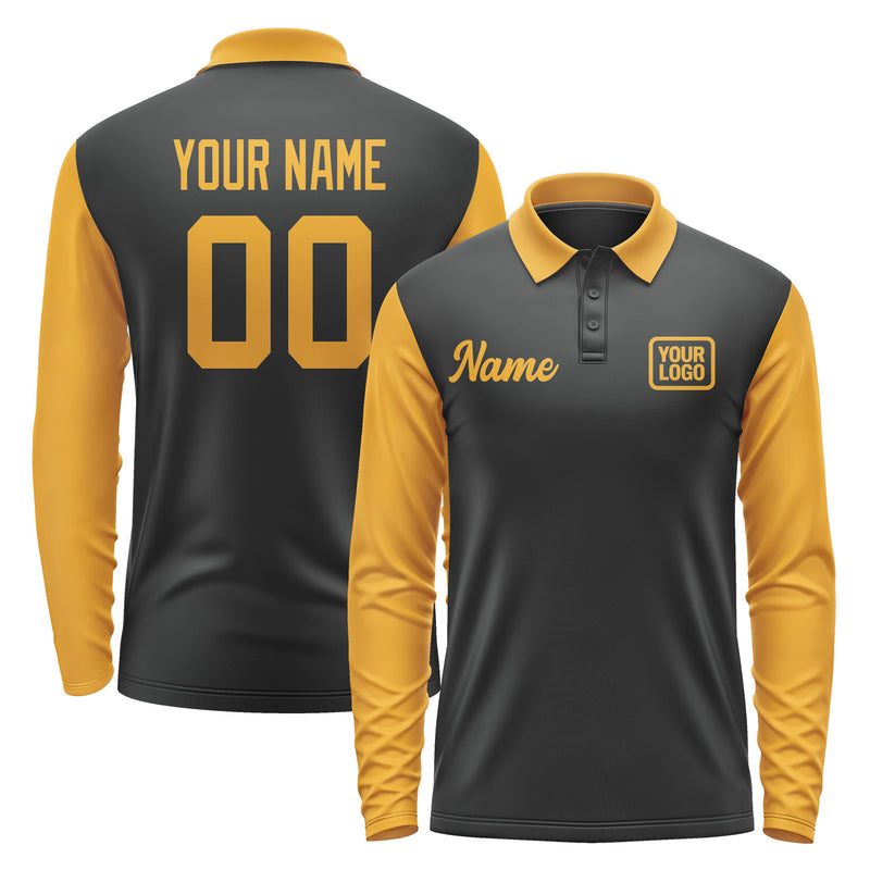 Custom Black Yellow Long Sleeve Polo Shirt Pl171919B119