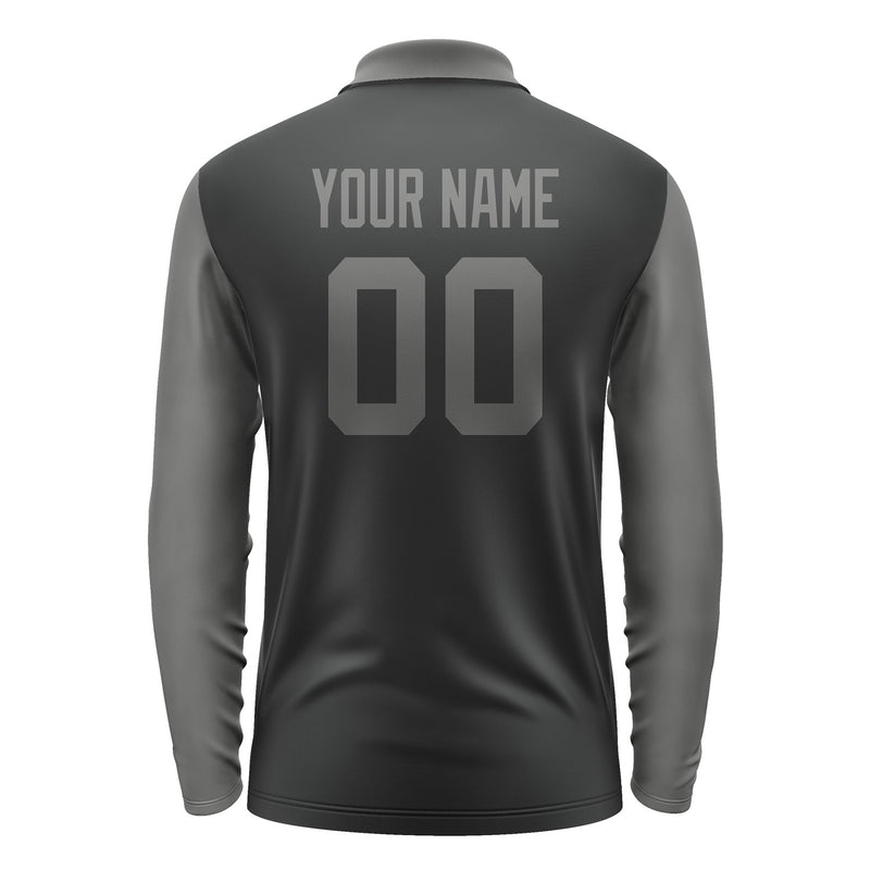 Custom Black Dark Grey Long Sleeve Polo Shirt Pl172020B120
