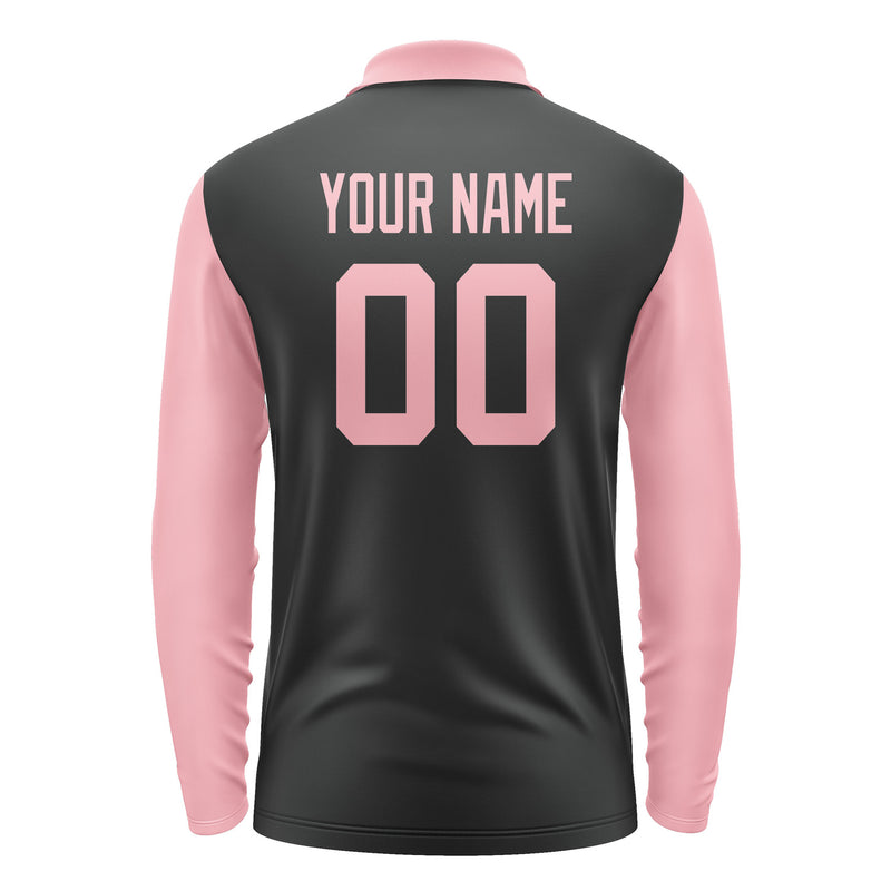Custom Black Light Pink Long Sleeve Polo Shirt Pl172121B121