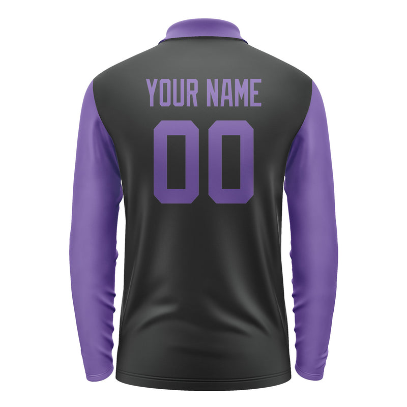 Custom Black Light Purple Long Sleeve Polo Shirt Pl172323B123