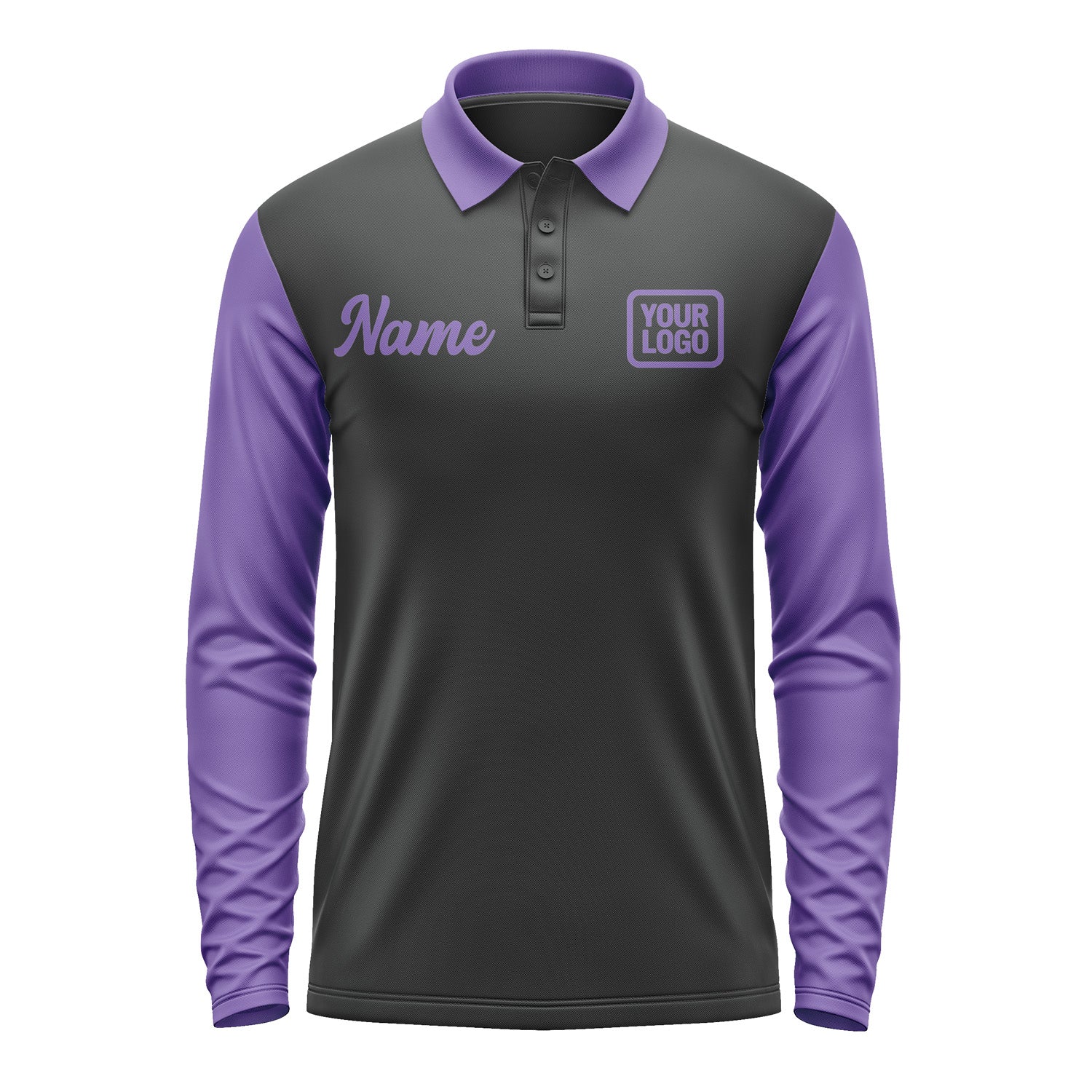 Custom Black Light Purple Long Sleeve Polo Shirt Pl172323B123