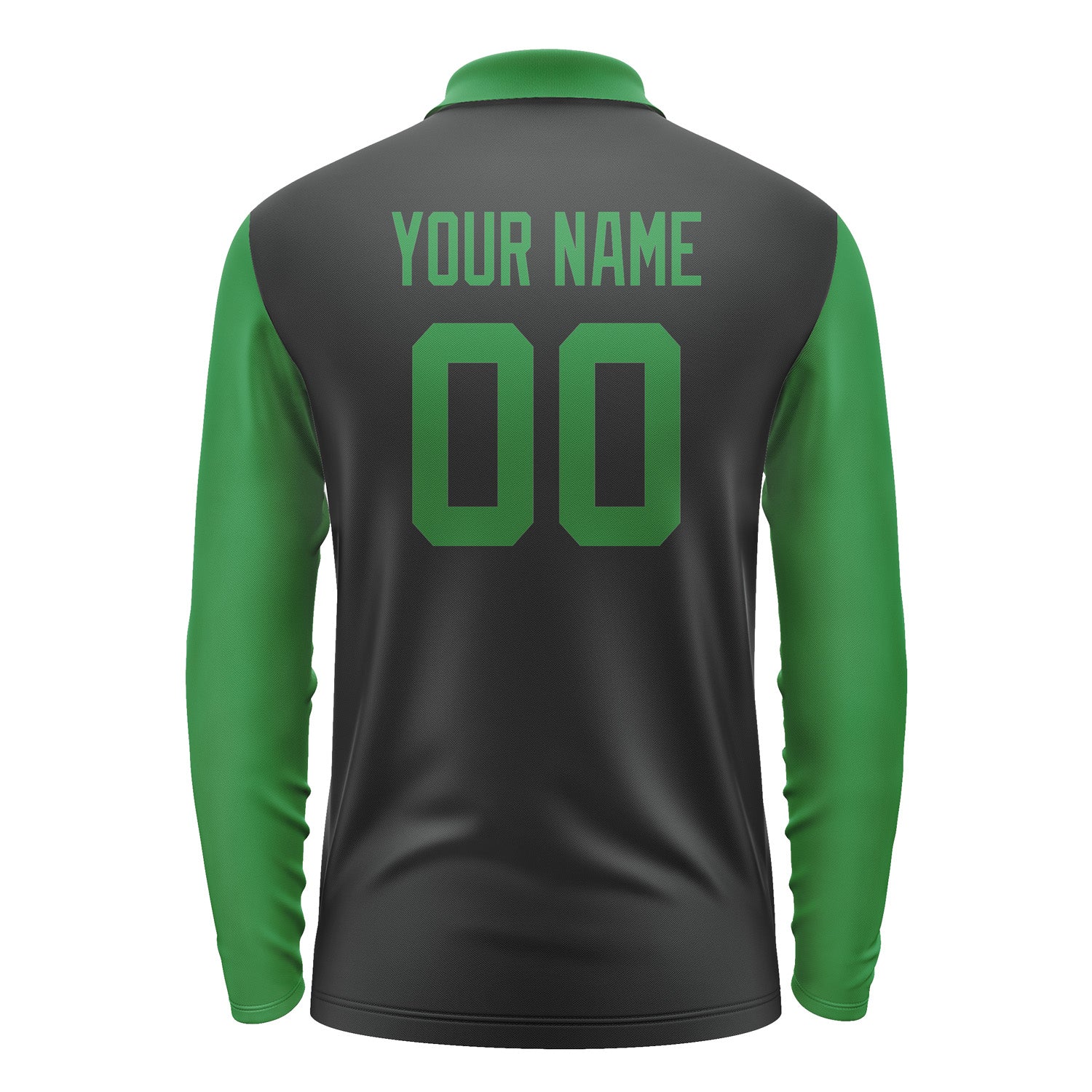 Custom Black Emerald Green Long Sleeve Polo Shirt Pl172424B124