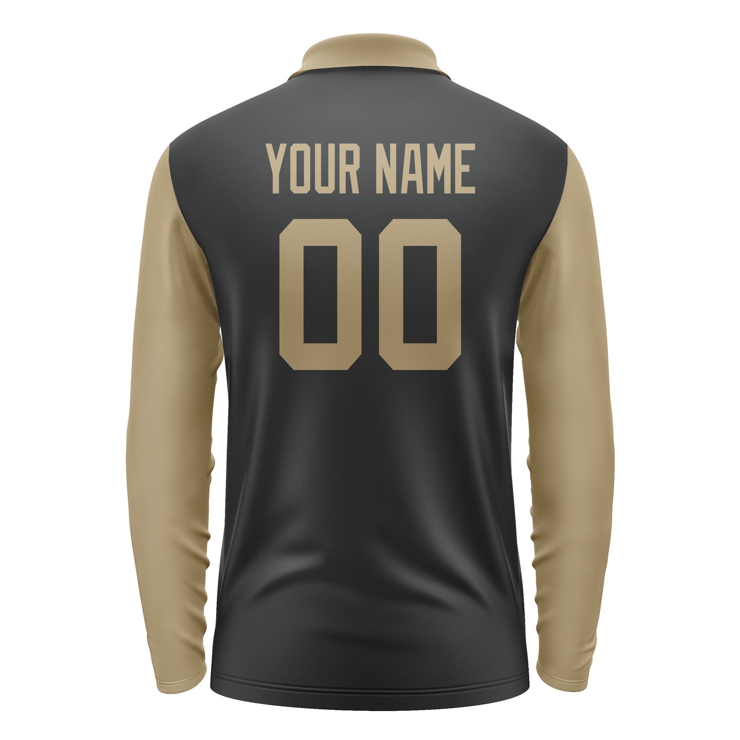 Custom Black Light Khaki Long Sleeve Polo Shirt Pl172525B125