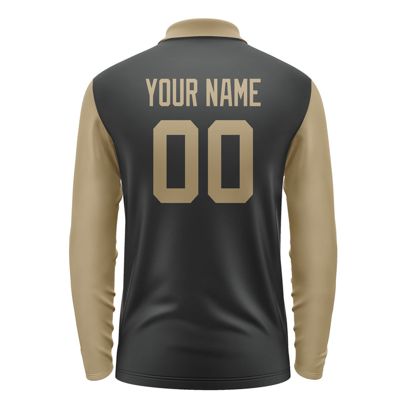 Custom Black Light Khaki Long Sleeve Polo Shirt Pl172525B125